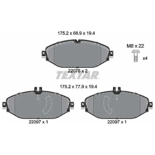 Тормозные колодки Textar 2207601 передние/ дисковые photo 2 Тормозные колодки Textar 2207601 передние/ дисковые photo 2