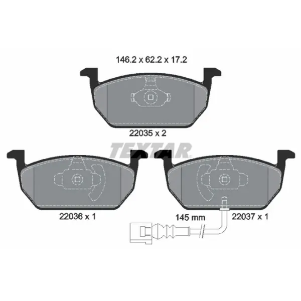 Тормозные колодки Textar 2203501 передние/ дисковые photo 2 Тормозные колодки Textar 2203501 передние/ дисковые photo 2