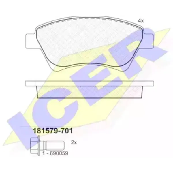 Тормозные колодки Icer 181579-701 передние/ дисковые photo 2 Тормозные колодки Icer 181579-701 передние/ дисковые photo 2
