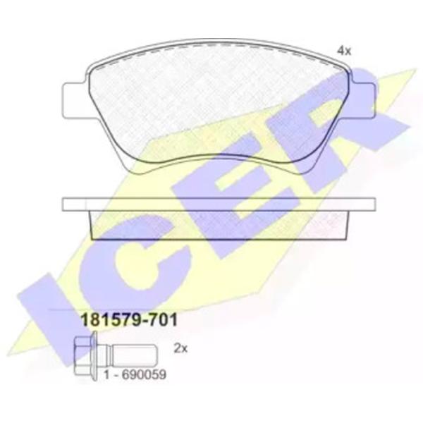 Тормозные колодки Icer 181579-701 передние/ дисковые photo 2 Тормозные колодки Icer 181579-701 передние/ дисковые photo 2