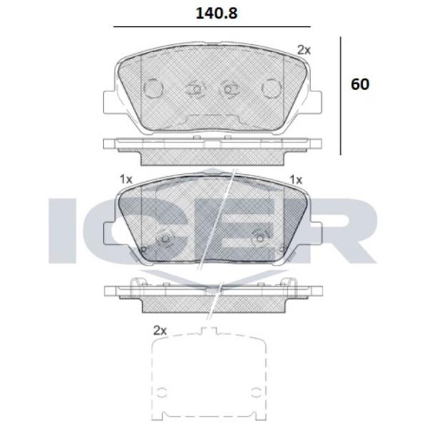 Plăcuțe de frână Icer 182090 față/ disk photo 2