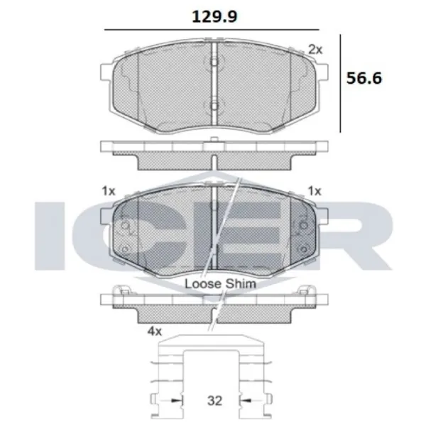 Тормозные колодки Icer 182094 передние/ дисковые photo 2 Тормозные колодки Icer 182094 передние/ дисковые photo 2