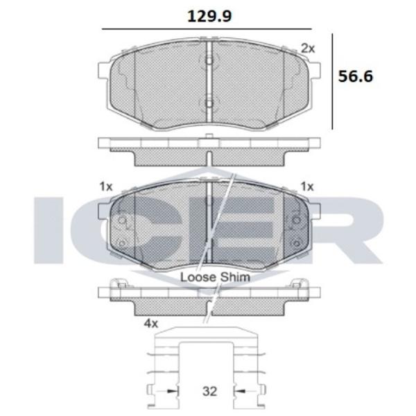 Тормозные колодки Icer 182094 передние/ дисковые photo 2 Тормозные колодки Icer 182094 передние/ дисковые photo 2