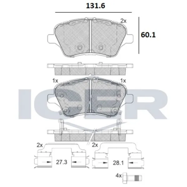 Plăcuțe de frână Icer 182108-203 față/ disk photo 2