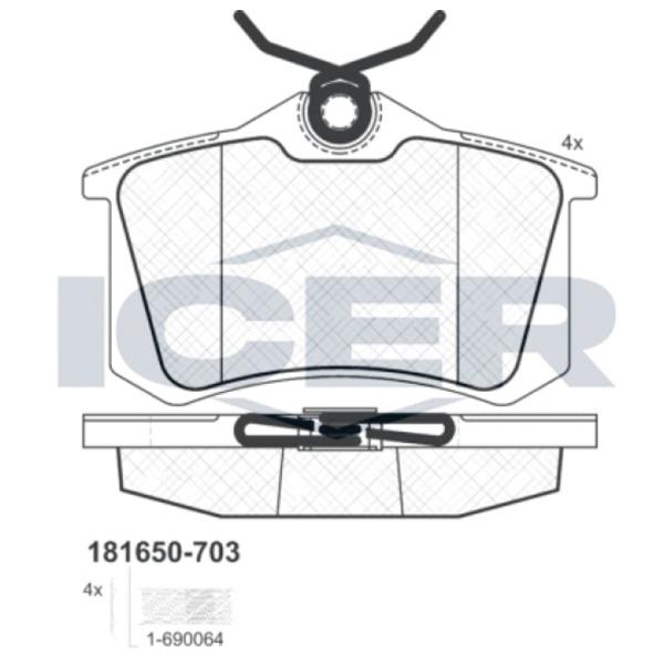 Тормозные колодки Icer 181650-703 задние/ дисковые photo 2 Тормозные колодки Icer 181650-703 задние/ дисковые photo 2