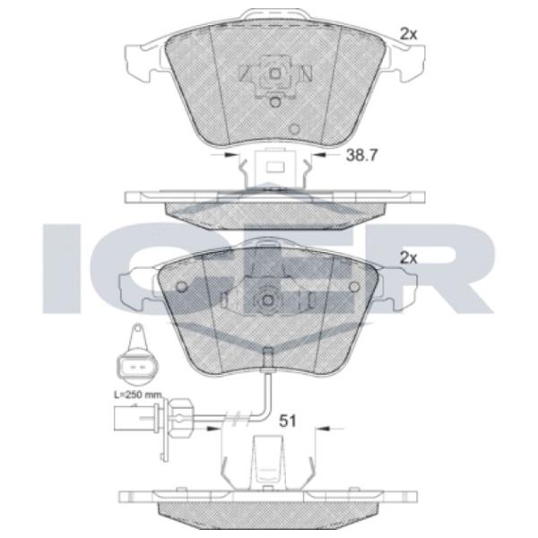 Plăcuțe de frână Icer 181654 față/ disk photo 3