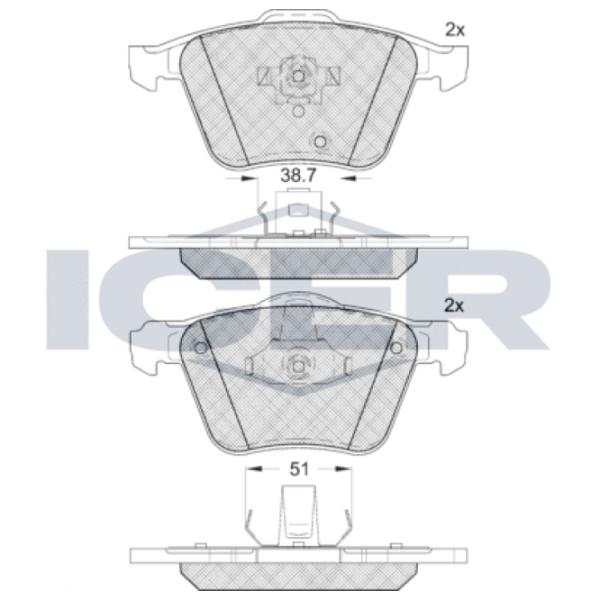 Тормозные колодки Icer 181655 передние/ дисковые photo 2 Тормозные колодки Icer 181655 передние/ дисковые photo 2