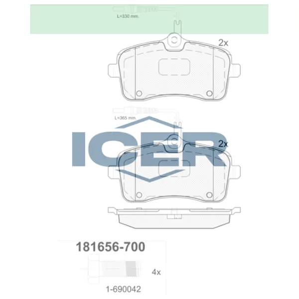 Тормозные колодки Icer 181656-700 передние/ дисковые photo 2 Тормозные колодки Icer 181656-700 передние/ дисковые photo 2