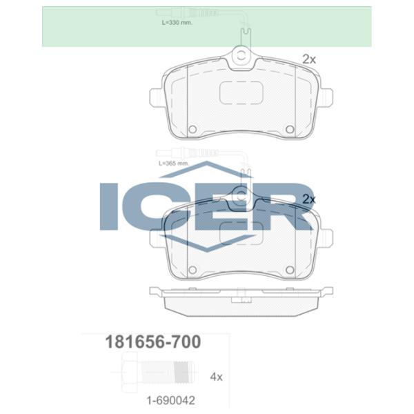 Тормозные колодки Icer 181656-700 передние/ дисковые photo 2 Тормозные колодки Icer 181656-700 передние/ дисковые photo 2