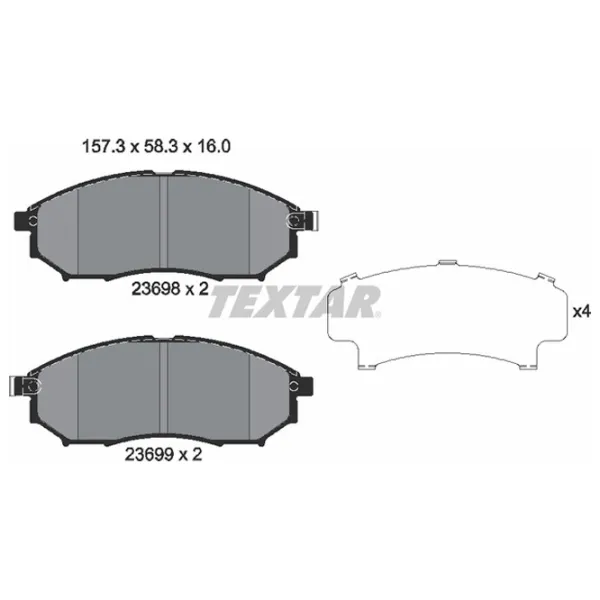 Тормозные колодки Textar 2369801 передние/ дисковые photo 2 Тормозные колодки Textar 2369801 передние/ дисковые photo 2