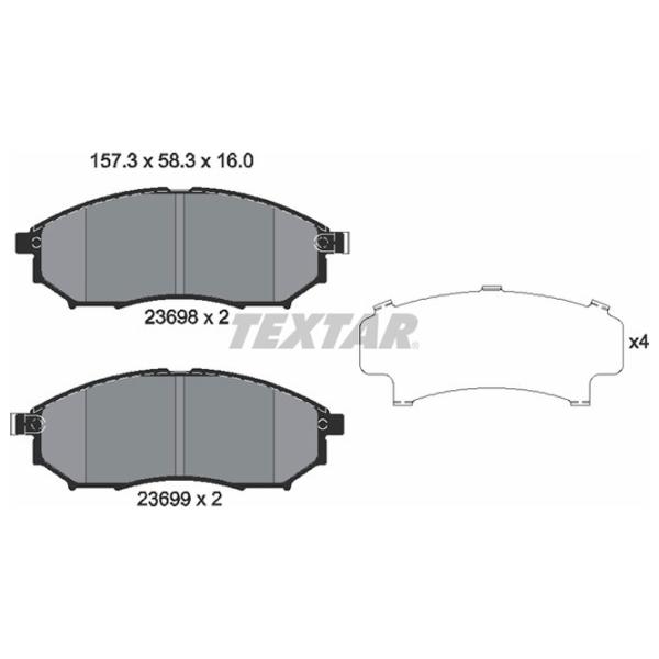 Тормозные колодки Textar 2369801 передние/ дисковые photo 2 Тормозные колодки Textar 2369801 передние/ дисковые photo 2