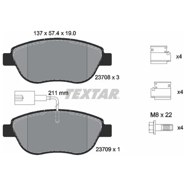 Тормозные колодки Textar 2370802 передние/ дисковые photo 2 Тормозные колодки Textar 2370802 передние/ дисковые photo 2
