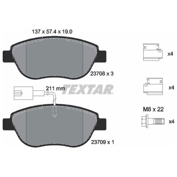 Тормозные колодки Textar 2370802 передние/ дисковые photo 2 Тормозные колодки Textar 2370802 передние/ дисковые photo 2