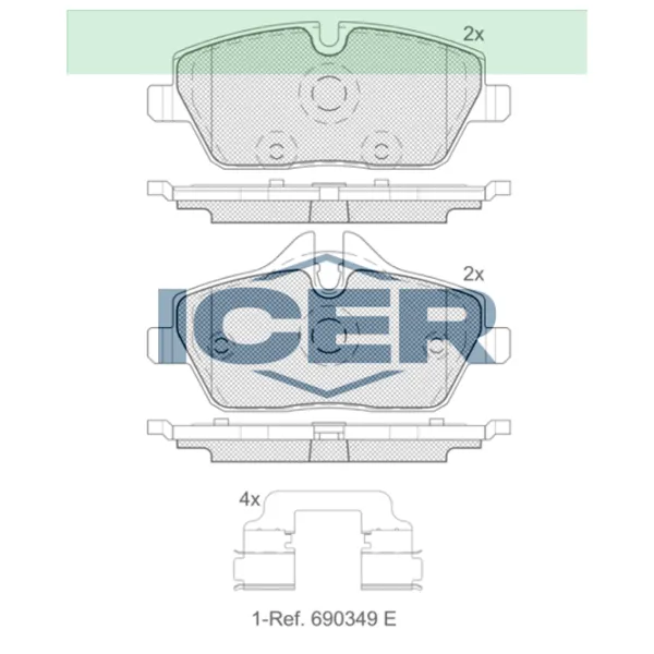 Тормозные колодки Icer 181662-200 передние/ дисковые photo 2