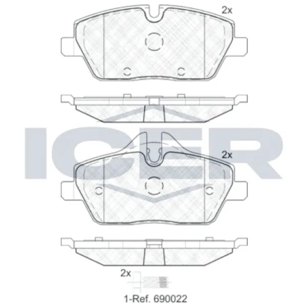 Тормозные колодки Icer 181662-202 передние/ дисковые photo 2 Тормозные колодки Icer 181662-202 передние/ дисковые photo 2