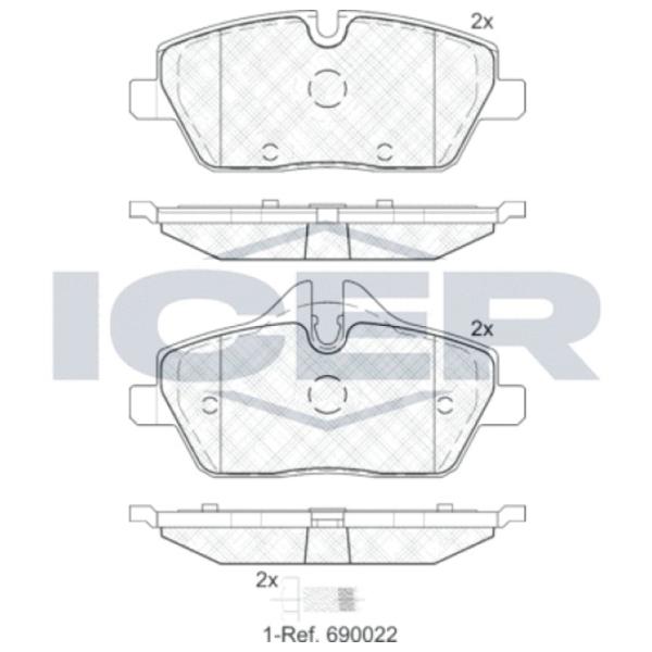 Тормозные колодки Icer 181662-202 передние/ дисковые photo 2 Тормозные колодки Icer 181662-202 передние/ дисковые photo 2