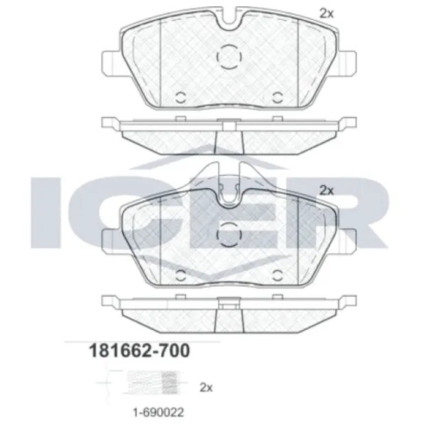 Тормозные колодки Icer 181662-700 передние/ дисковые photo 2