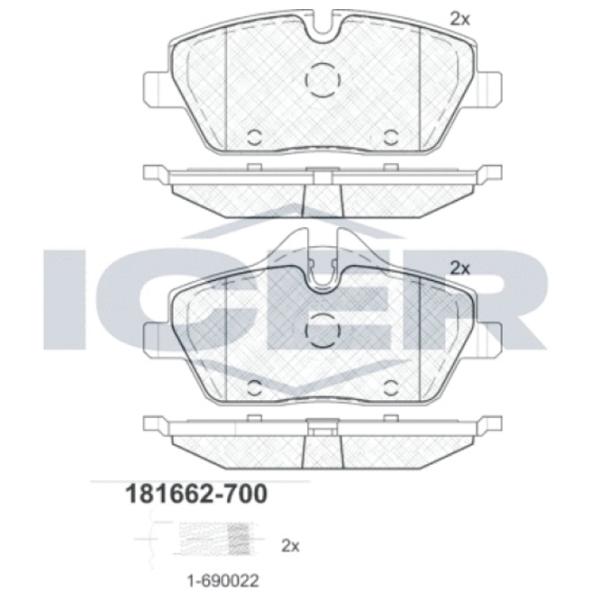 Тормозные колодки Icer 181662-700 передние/ дисковые photo 2