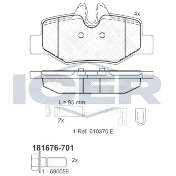 Plăcuțe de frână Icer 181676-701 spate/ disk photo 2 Plăcuțe de frână Icer 181676-701 spate/ disk photo 2