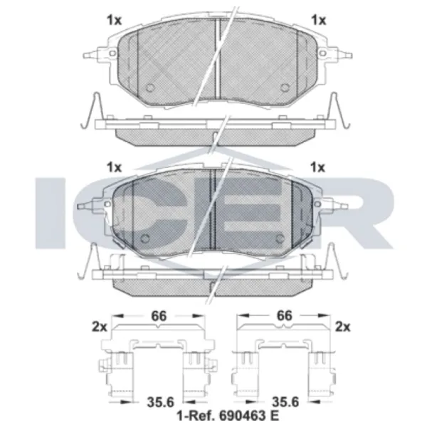 Plăcuțe de frână Icer 181697-066 față/ disk photo 2