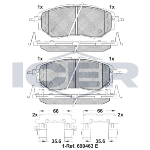 Plăcuțe de frână Icer 181697-066 față/ disk photo 2