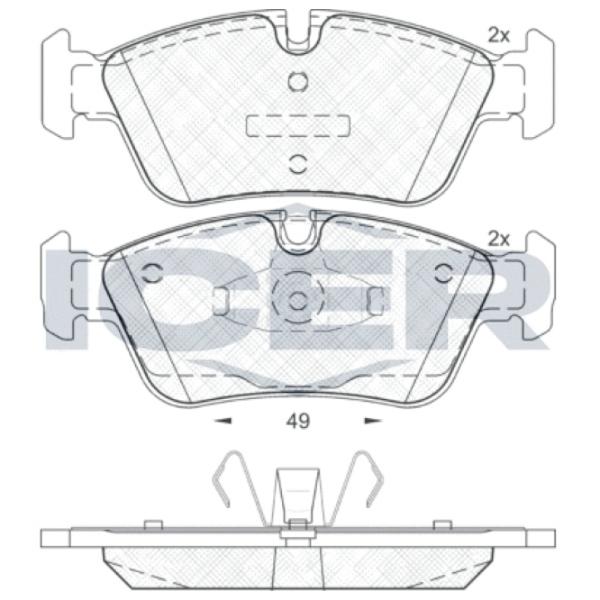 Тормозные колодки Icer 181698 передние/ дисковые photo 2 Тормозные колодки Icer 181698 передние/ дисковые photo 2