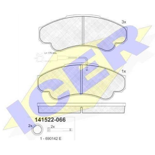 Тормозные колодки Icer 141522 передние/ дисковые photo 2 Тормозные колодки Icer 141522 передние/ дисковые photo 2