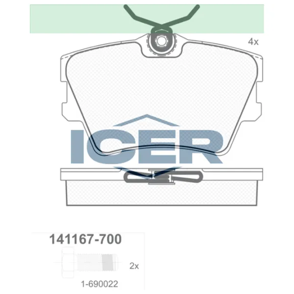 Тормозные колодки Icer 141167-700 задние/ дисковые photo 2 Тормозные колодки Icer 141167-700 задние/ дисковые photo 2