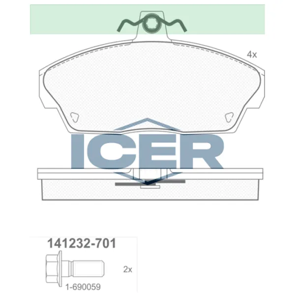 Тормозные колодки Icer 141232-701 передние/ дисковые photo 2 Тормозные колодки Icer 141232-701 передние/ дисковые photo 2