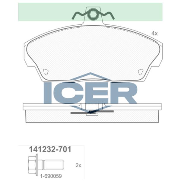 Тормозные колодки Icer 141232-701 передние/ дисковые photo 2 Тормозные колодки Icer 141232-701 передние/ дисковые photo 2