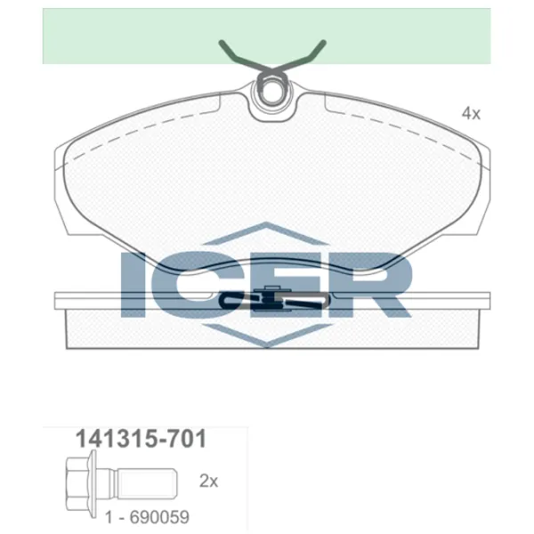 Тормозные колодки Icer 141315-701 передние/ дисковые photo 2 Тормозные колодки Icer 141315-701 передние/ дисковые photo 2