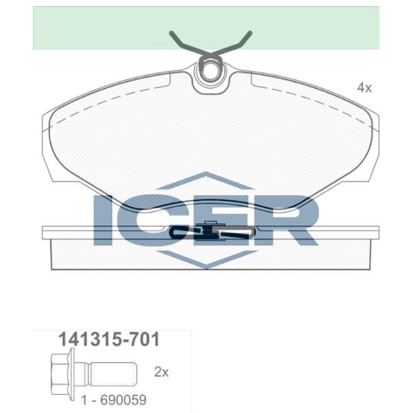 Тормозные колодки Icer 141315-701 передние/ дисковые photo 2 Тормозные колодки Icer 141315-701 передние/ дисковые photo 2
