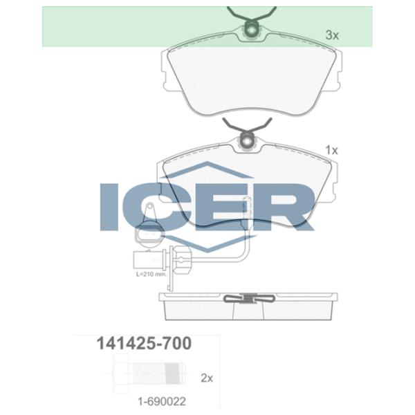 Тормозные колодки Icer 141425-700 задние/ дисковые photo 2 Тормозные колодки Icer 141425-700 задние/ дисковые photo 2