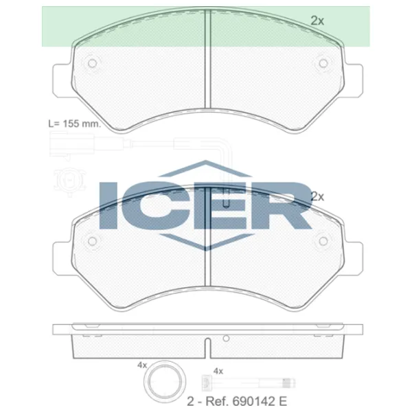 Plăcuțe de frână Icer 141836-203 față/ disk photo 2