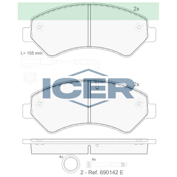 Plăcuțe de frână Icer 141836-203 față/ disk photo 2