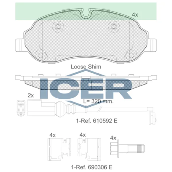 Тормозные колодки Icer 142217 передние/ дисковые photo 2 Тормозные колодки Icer 142217 передние/ дисковые photo 2