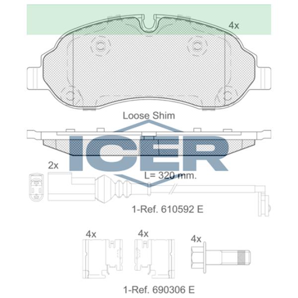 Тормозные колодки Icer 142217 передние/ дисковые photo 2 Тормозные колодки Icer 142217 передние/ дисковые photo 2