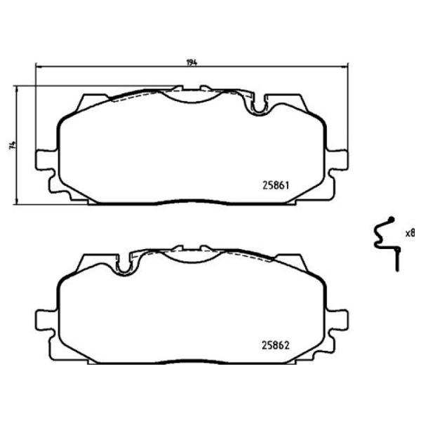 Тормозные колодки Brembo P 85 165 передние/ дисковые photo 2 Тормозные колодки Brembo P 85 165 передние/ дисковые photo 2