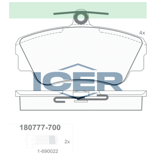 Тормозные колодки Icer 180777-700 передние/ дисковые photo 3 Тормозные колодки Icer 180777-700 передние/ дисковые photo 3
