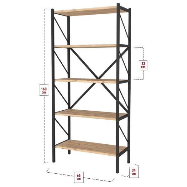 Стеллаж Fabulous 5 Shelves Metal 160см x 66см x 34см cm/ Металл/ Black photo 2