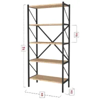 Etajeră Bofigo 5 Shelves Metal 160 x 66 x 34 cm / Metal / Black photo 2