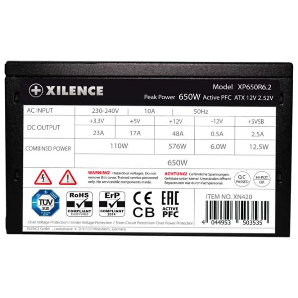 Блок питания Xilence XP650R6.2 80 PLUS/ 650 Вт photo 4