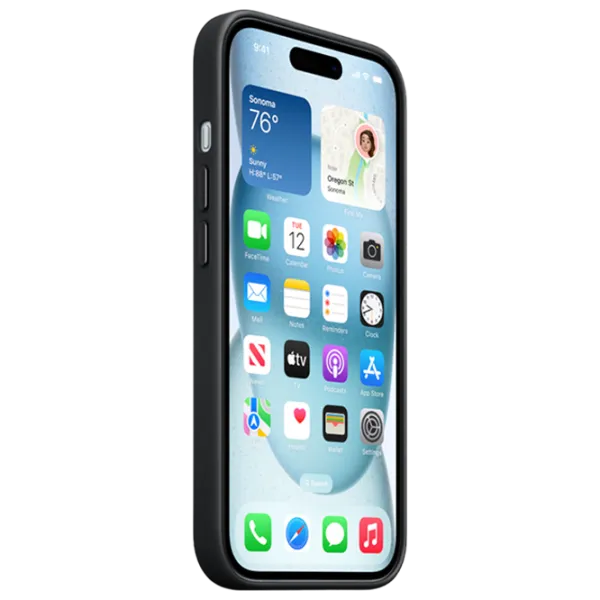 Husă pentru smartphone Apple iPhone 15 Plus Apple/ MagSafe Back/ FineWoven/ Black photo 3