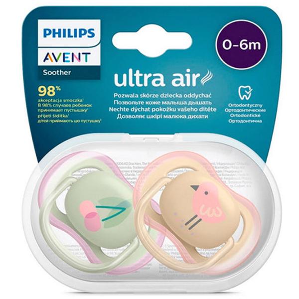 Suzetă cu tetina rotundă Philips Avent Ultra Air SCF085/ 13 pentru fetițe/ 0 luni - 6 luni/ Silicon/ Multicolor photo 2