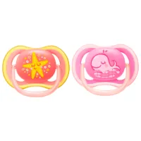 Suzetă cu tetina rotundă Philips Avent Ultra Air SCF085/ 04 pentru fetițe/ 6 luni - 18 luni/ Silicon/ Multicolor photo 2