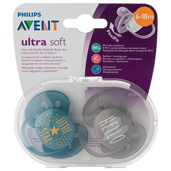 Соска ортодонтическая Philips Avent Ultra Soft SCF223/ 01 для мальчиков/ 6 месяцев - 18 месяцев/ Силикон/ Синий photo 2