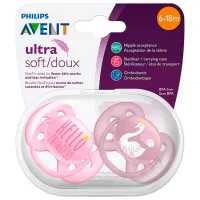 Suzetă cu tetina ortodontică Philips Avent Ultra Soft SCF223/ 02 pentru fetițe/ 0 luni - 6 luni/ Silicon/ Pink photo 2