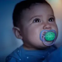 Suzetă cu tetina ortodontică Philips Avent Ultra Air Night SCF376/ 12 pentru fetițe/ 0 luni - 6 luni/ Silicon/ Multicolor photo 2