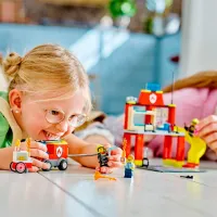 Constructor LEGO Fire Station and Fire Truck Pompieri/ Multicolor photo 10