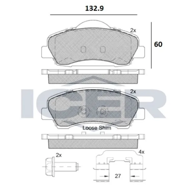 Plăcuțe de frână Icer 182131-067 față/ disk photo 2